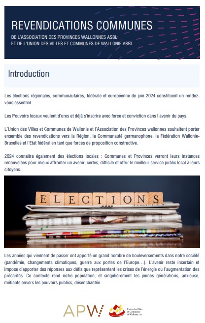 Cover: Revendications communes de l’APW et de l’UVCW