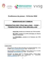 Mémorandum fédéral des 3 Fédérations des CPAS